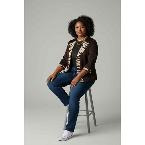 Ming Wang Brown Cream Animal Print Jacket Tank Set Knit 2 Piece Outfit Size S - Picture 2 of 7